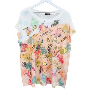 Inoah Beaujolais‎ Nouveau Artistic Wearable Art Colorful Made In USA Tee Size XL